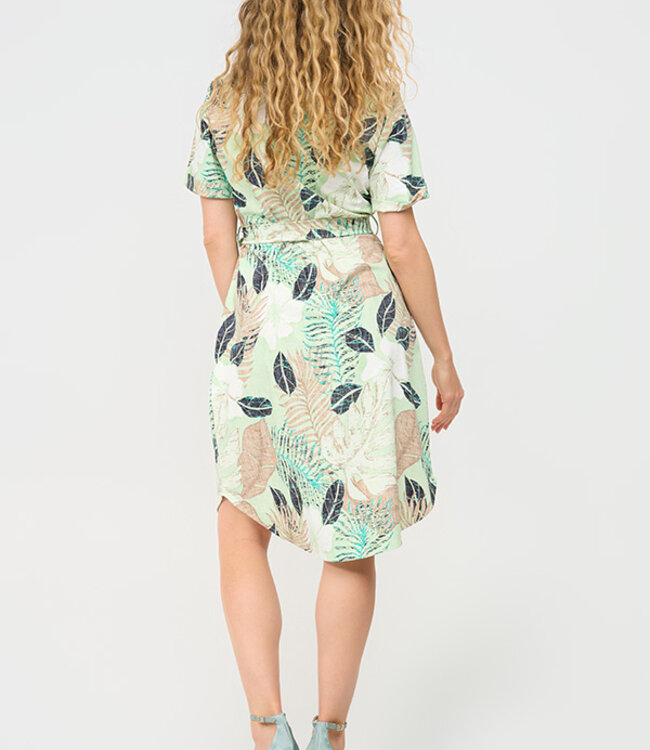 MI PIACE Travel Jurk Botanical Print 202079 Pistachio