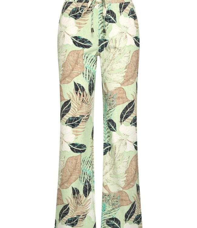 MI PIACE Travel Broek Straight Botanical Print 202089 Pistachio