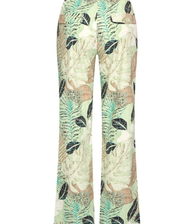MI PIACE Travel Broek Straight Botanical Print 202089 Pistachio