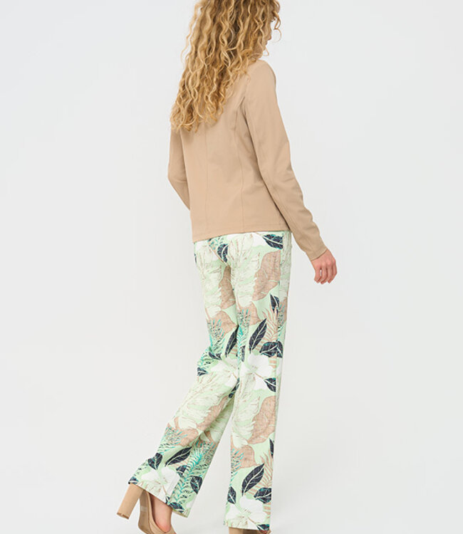 MI PIACE Travel Broek Straight Botanical Print 202089 Pistachio