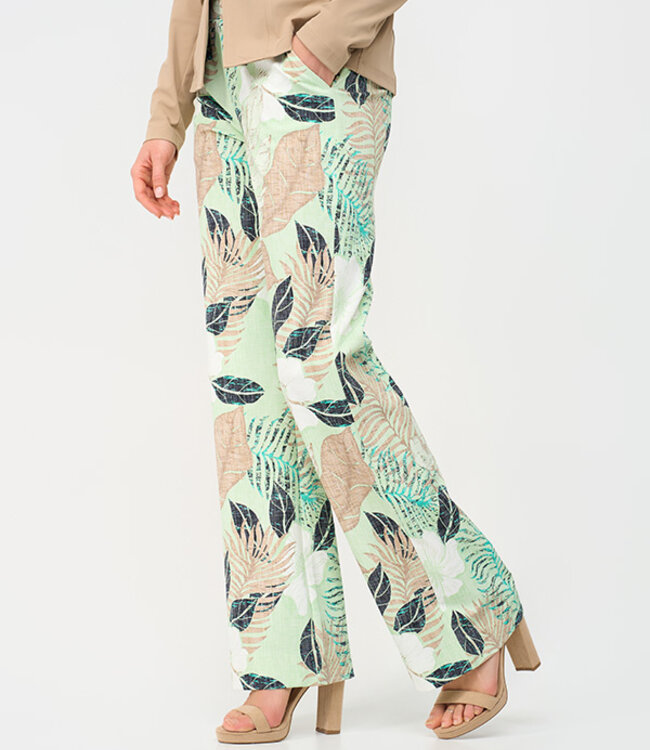 MI PIACE Travel Broek Straight Botanical Print 202089 Pistachio