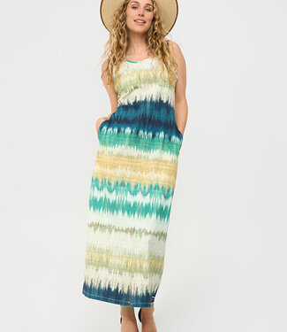 MI PIACE Travel Jurk Ikat Stripe Print 202278 Pistachio