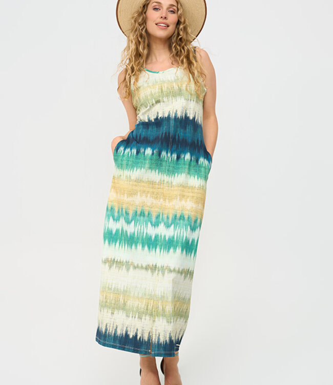 MI PIACE Travel Jurk Ikat Stripe Print 202278 Pistachio