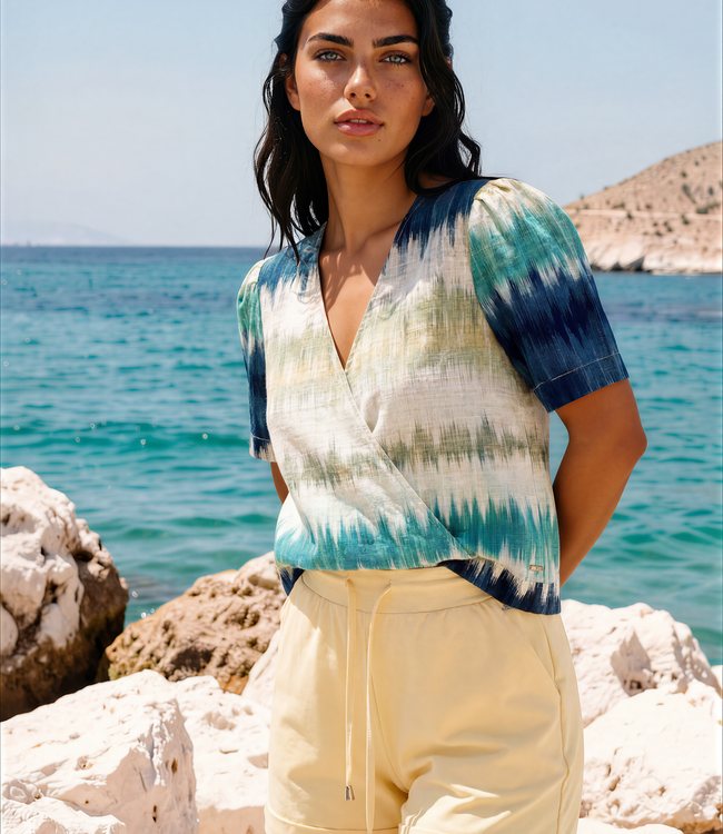 MI PIACE Travel Top Wrap  Ikat Stripe Print 202838  Pistachio