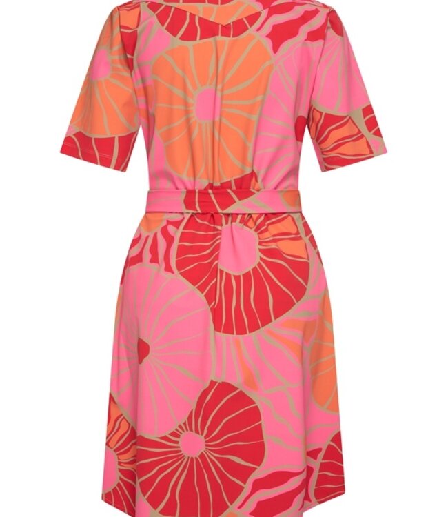 MI PIACE Travel Jurk V Neck Desert Anemone Print 202807 Coral