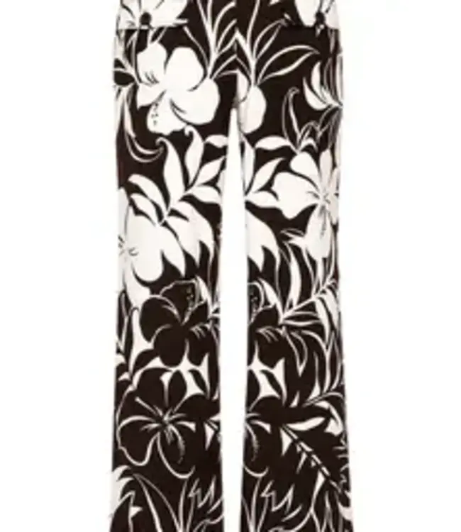 MI PIACE Travel Broek Straight Tropical Hibiscus Print 202433 Espresso