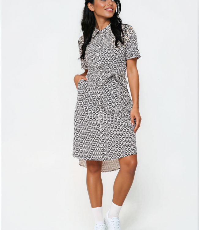 MI PIACE Travel Jurk Mimimal Print 202079 Espresso
