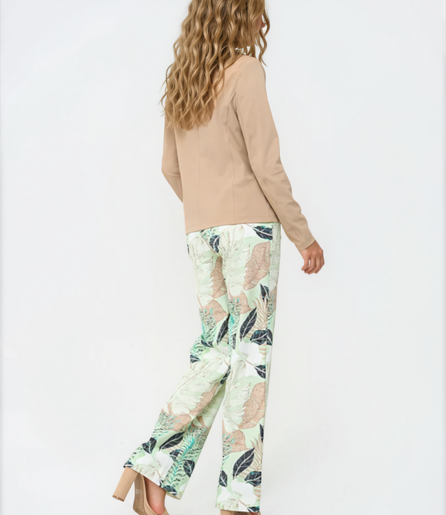 MI PIACE Travel Broek Straight Botanical Print 202089 Pistachio