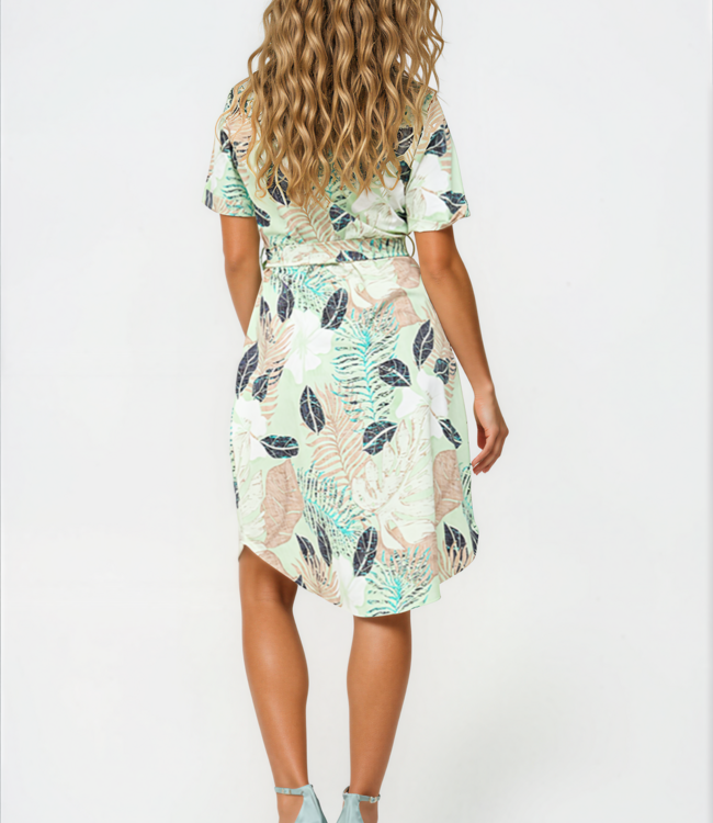 MI PIACE Travel Jurk Botanical Print 202079 Pistachio