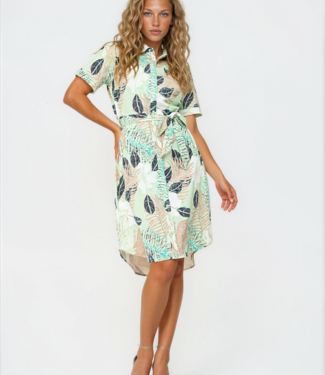 MI PIACE Travel Jurk Botanical Print 202079 Pistachio