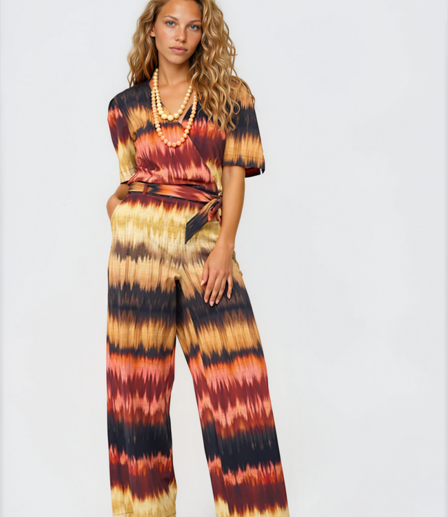 MI PIACE Travel Jumpsuit Ikat Stripe Print 202839 Espresso
