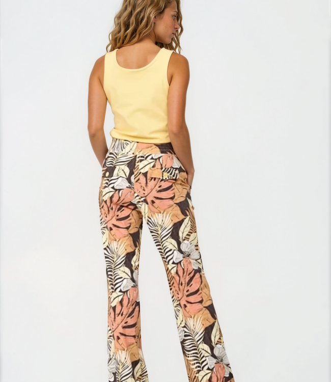 MI PIACE Travel Broek Straight Botanical Print Espresso 202089