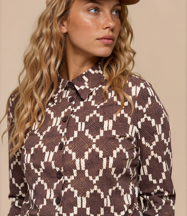 MI PIACE Travel Jumpsuit Ikat Print 202154 Espresso