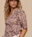 MI PIACE Travel Top V-Neck Twilight Twigs Print  202271 Espresso