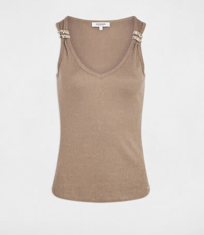 Morgan Aansluitende tanktop met V-hals 262-Dnoemi Taupe