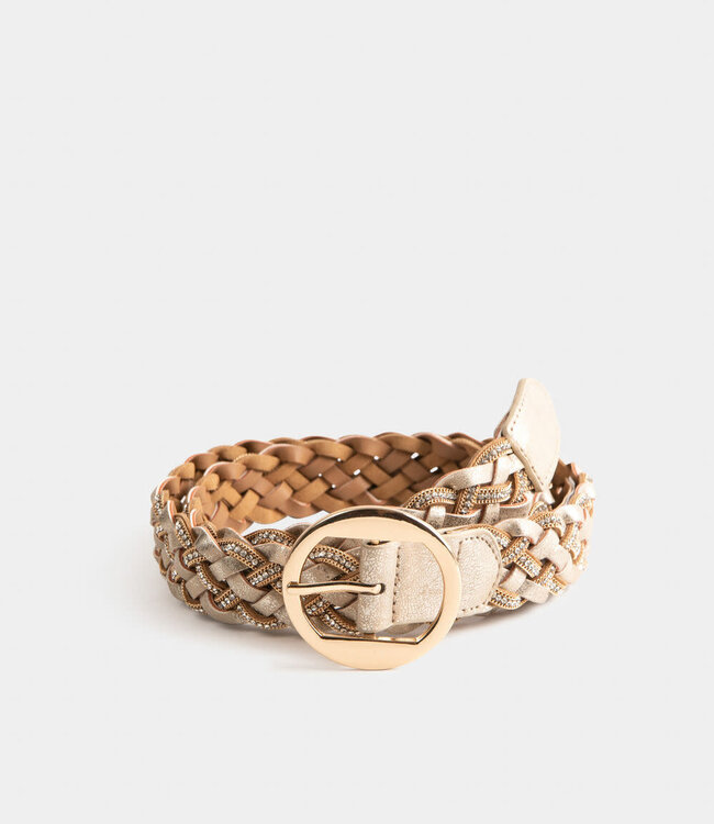 Morgan Braided belt with rhinestones gold yellow