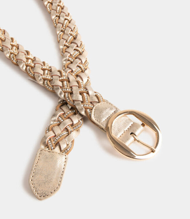 Morgan Braided belt with rhinestones gold yellow