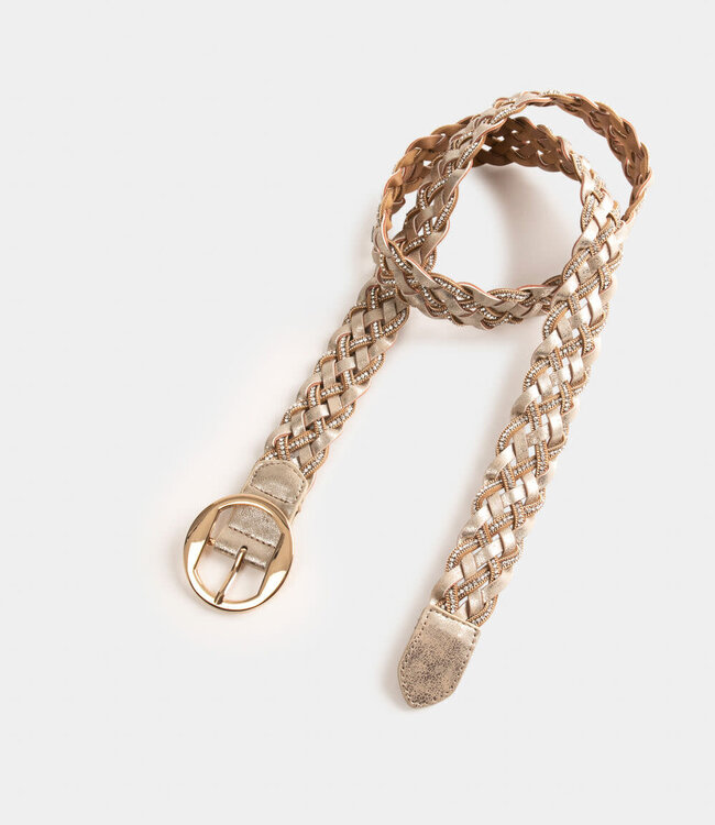 Morgan Braided belt with rhinestones gold yellow