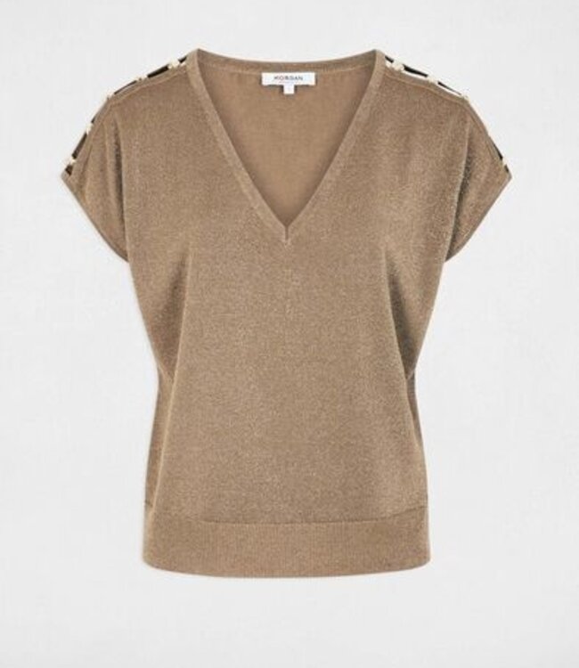 Morgan Oversized V-neck sweater 262-Mringo Taupe