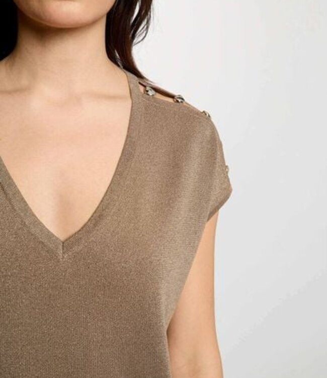 Morgan Oversized V-neck sweater 262-Mringo Taupe