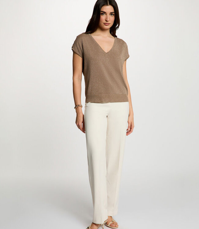 Morgan Oversized V-neck sweater 262-Mringo Taupe