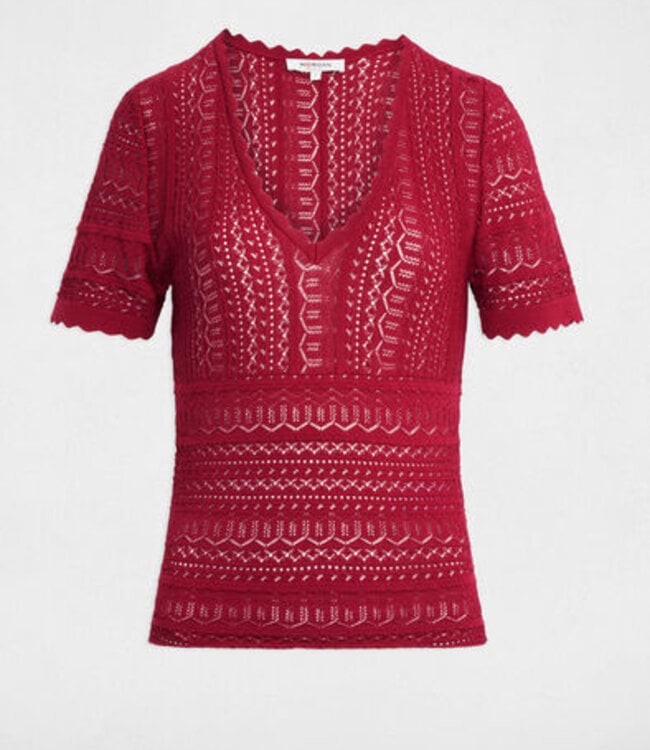 Morgan Short-sleeve lace top 262-Mcho Bordeaux