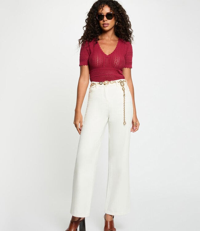 Morgan Short-sleeve lace top 262-Mcho Bordeaux