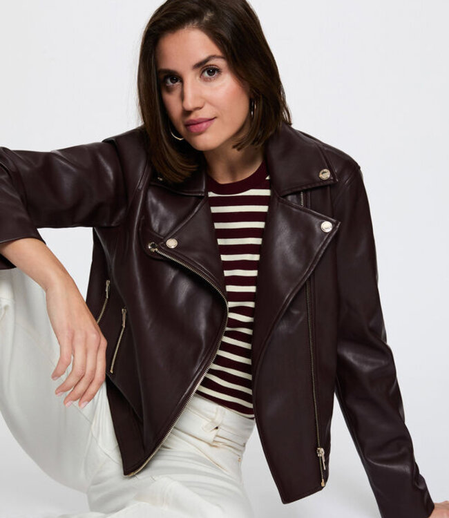 Morgan Fitted faux leather Jacket 262-Geff Bordeaux