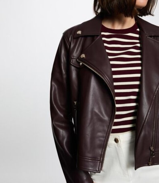 Morgan Fitted faux leather Jacket 262-Geff Bordeaux