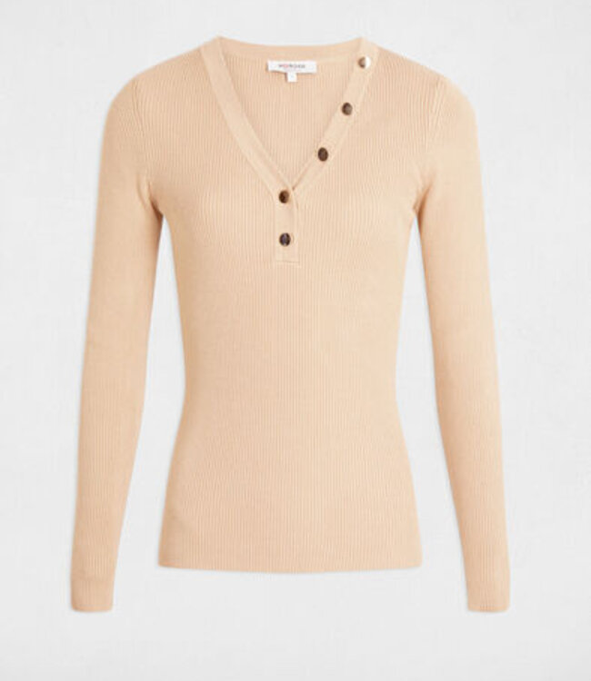 Morgan Fitted V-neck sweater 261-Mbanbin light Brown