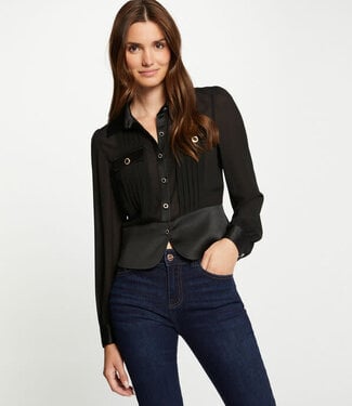 Morgan Blouse met lange mouwen en Plooien 232-Cloclo Zwart