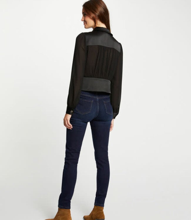 Morgan Blouse met lange mouwen en Plooien 232-Cloclo Zwart