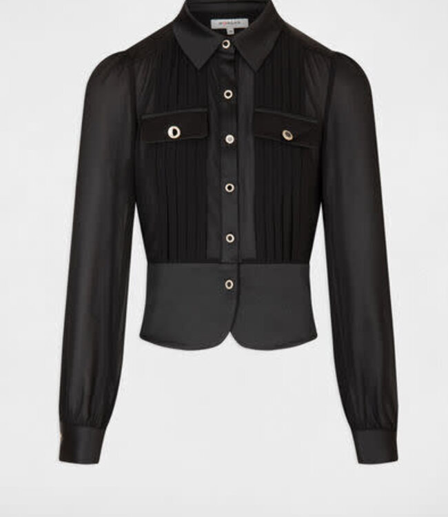 Morgan Blouse met lange mouwen en Plooien 232-Cloclo Zwart