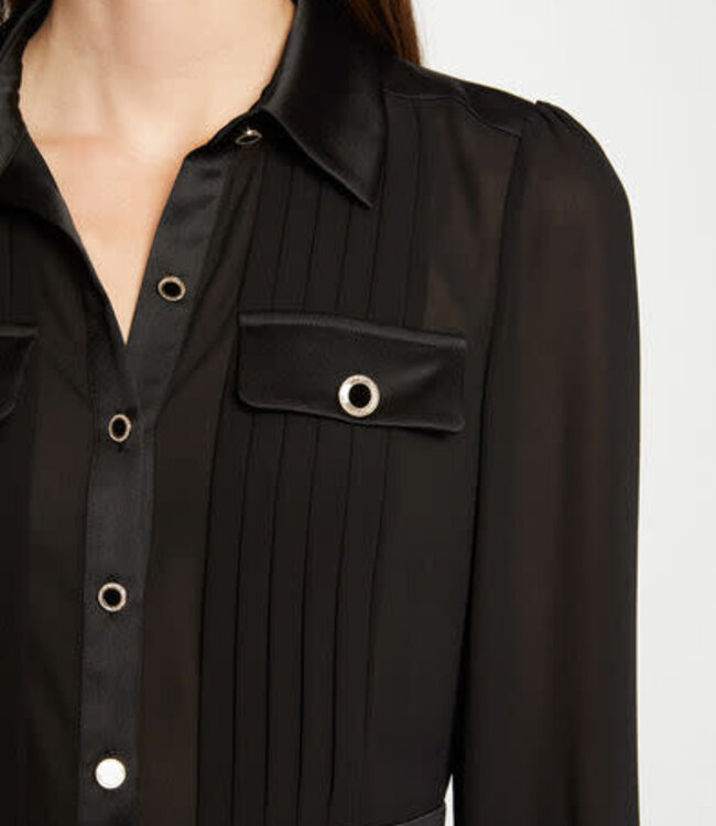 Morgan Blouse met lange mouwen en Plooien 232-Cloclo Zwart