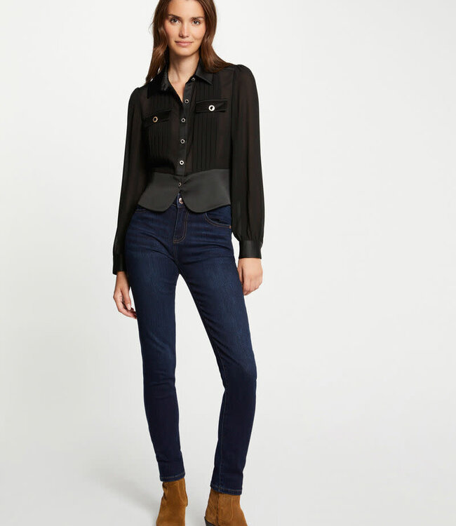 Morgan Blouse met lange mouwen en Plooien 232-Cloclo Zwart