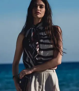 Morgan Pleated top with lavallière neck 262-Omel Multicolor