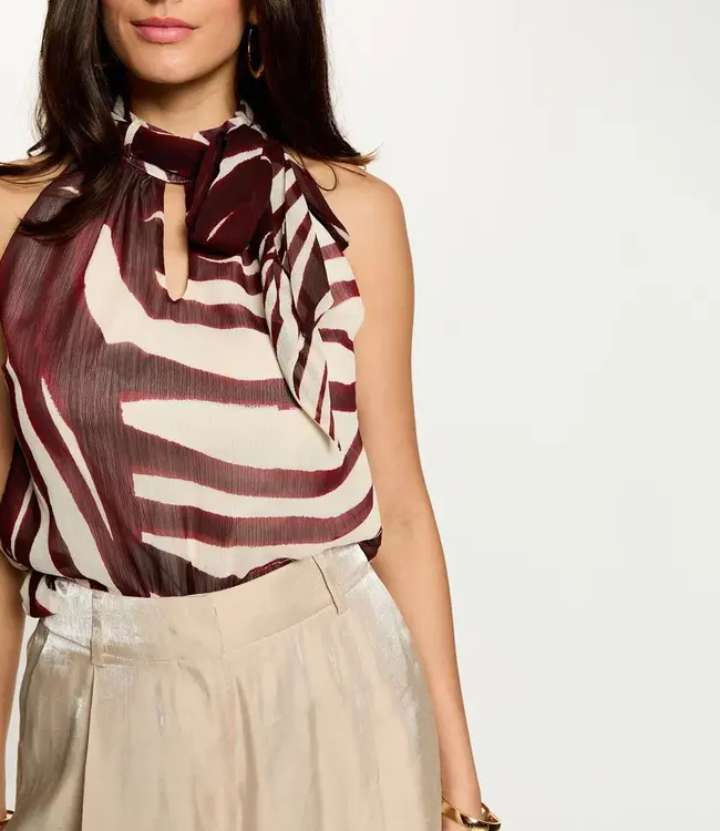 Morgan Pleated top with lavallière neck 262-Omel Multicolor