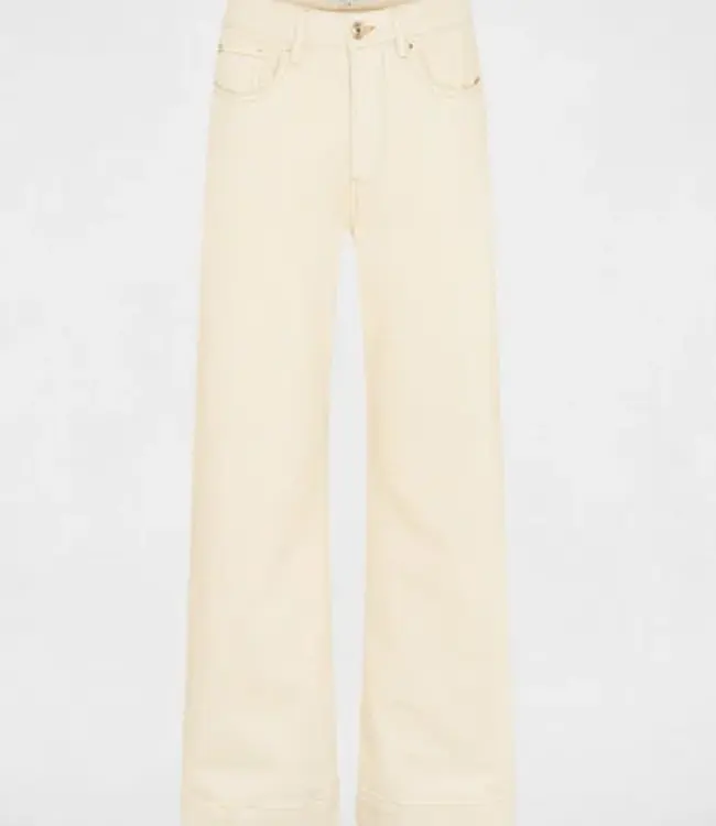 Morgan Denim Breok Hoge taille, wijde pijpen 262-Pchop Ivoor