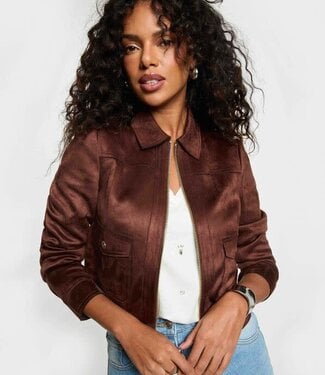 Morgan Kort suède jasje 252-Gliva Dark Brown