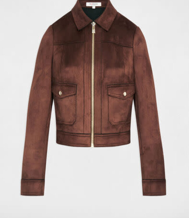 Morgan Kort suède jasje 252-Gliva Dark Brown