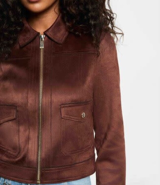 Morgan Kort suède jasje 252-Gliva Dark Brown