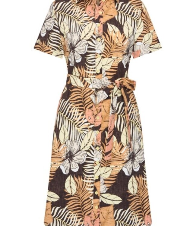 MI PIACE Travel Jurk Botanical Print Espresso 202079