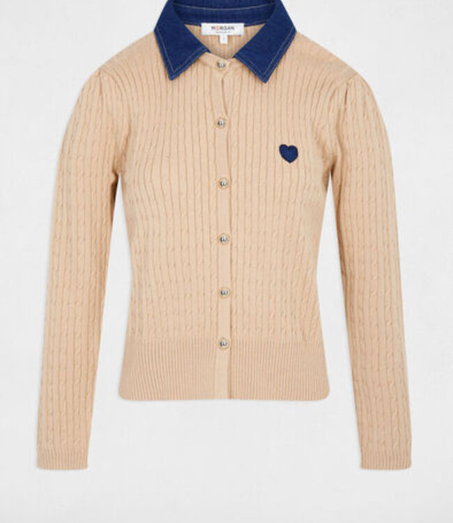 Morgan Dames-trui in  met reverskraag en knopen 262-Mrosala Camel