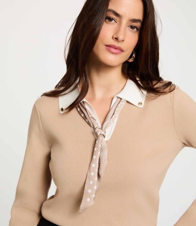 Morgan Trui met omgeslagen kraag 262-MCIL Beige