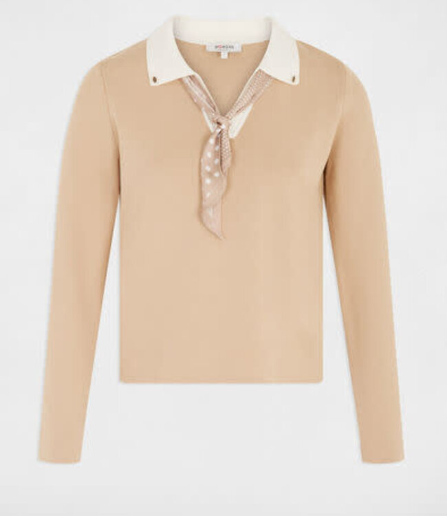 Morgan Trui met omgeslagen kraag 262-MCIL Beige