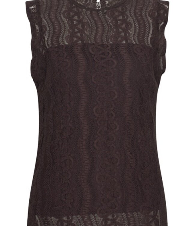MI PIACE Travel Top Mouwloos Kant 202486  Espresso