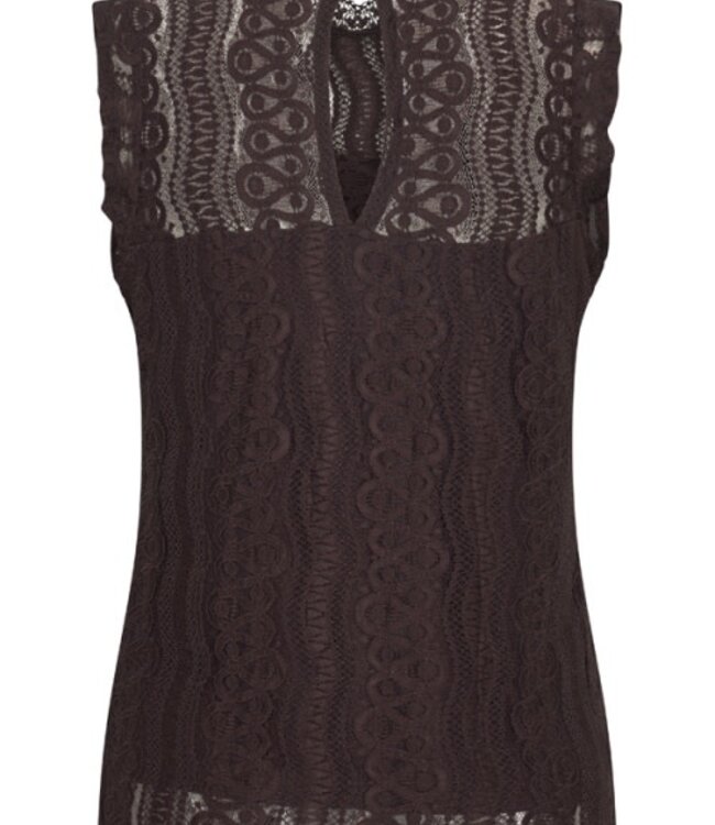 MI PIACE Travel Top Mouwloos Kant 202486  Espresso