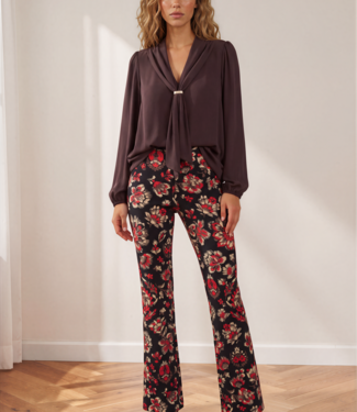 MI PIACE Travel Broek Straight Bonded Ornamental Flowers Print 202624 Samba