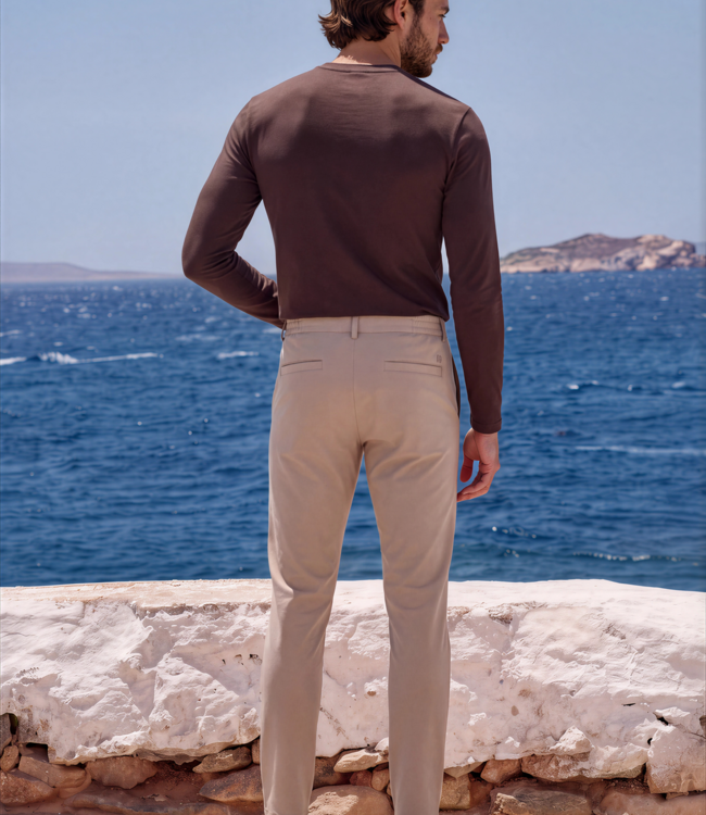 MI PIACE Men Cotton Shirt Long Sleeves 202063 Espresso