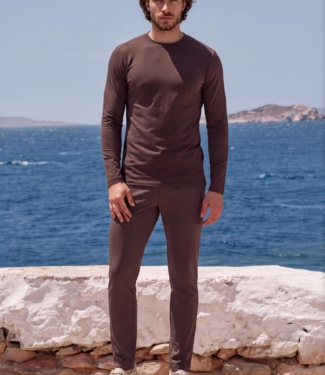 MI PIACE Men Cotton Shirt Long Sleeves 202063 Espresso